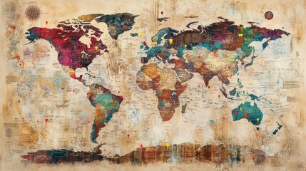 Fototapeta premium Colorful Artistic World Map for Creative Projects
