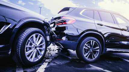 Naklejka premium Collision of expensive cars, road traffic accident