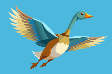 a flying goose vector art illustration