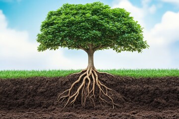 illustration of roots with tree