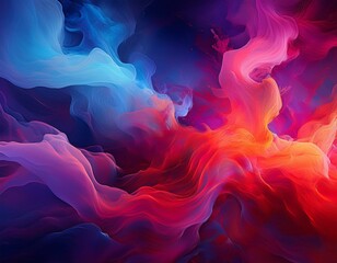 dramatic smoke and fog in contrasting vivid red blue and purple colors vivid and intense abstract background or wallpaper