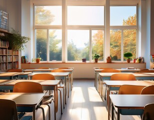 Fototapeta premium empty school class during school holidays back to school children education