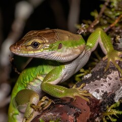 Naklejka premium vibrant emerald swift lizard perches gracefully showcasing its bright green scales. This creature is beautifully isolated against a soft white backdrop that enhances its vivid coloration.
