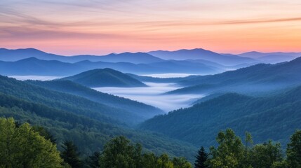 Obraz premium aerial view of a beautiful LANDSCAPE of a sunrise in some mountains with fog