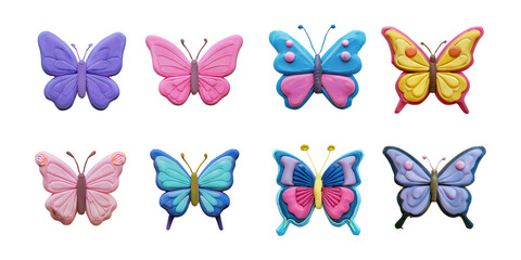 Colorful Butterfly Collection in Vibrant Design, PNG collection, set bundle, isolate on transparent or white background