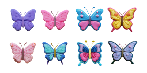 Colorful Butterfly Collection in Vibrant Design, PNG collection, set bundle, isolate on transparent or white background