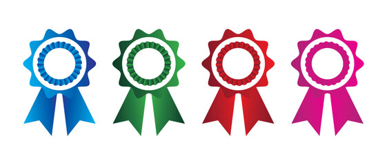 Certified, medal, and coloring round badge icon set vector icon. flat style Badge icon set isolated on white background.