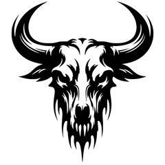 Creepy buffalo head silhouette