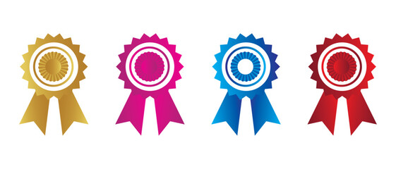 Certified, medal, and coloring round badge icon set vector icon. flat style Badge icon set isolated on white background.