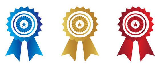 Certified, medal, and coloring round badge icon set vector icon. flat style Badge icon set isolated on white background.