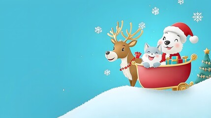 Fototapeta premium Reindeer-Husky Duo: Imagine this Husky teaming up with Santa’s reindeer! Its fur blends seamlessly with the snow, making it a delightful addition to any Christmas-themed project. (Customizable 