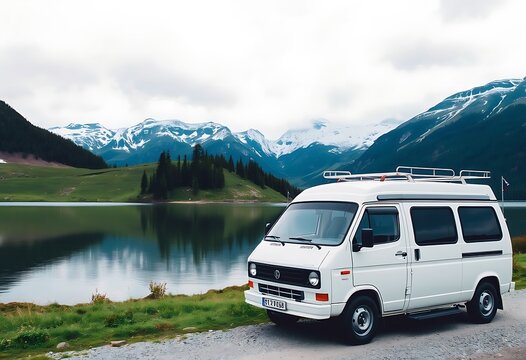 campervan caravan california vehicle for van life holiday on mobile home camper mobilecampervan for an outdoor nomad lifestyle camper van journey camping in the parking in the mountain, t6 