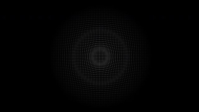 Dotted ripples on the surface. Radio wave abstract motion background. FUI, HUD. Seamless loop.