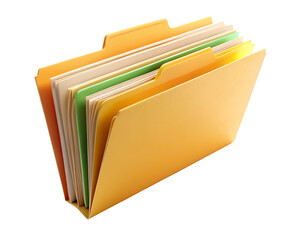 File folder in shelf racks isolated on white background as transparent. PNG. AI GENERATED.