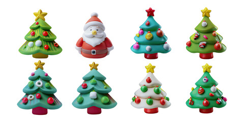 Colorful Christmas Decorations for Holiday Cheer, PNG collection, set bundle, isolate on transparent or white background