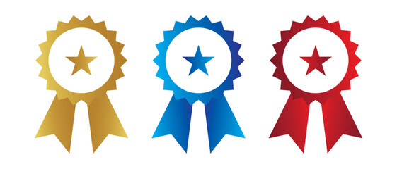 Certified, medal, and coloring round badge icon set vector icon. flat style Badge icon set isolated on white background.