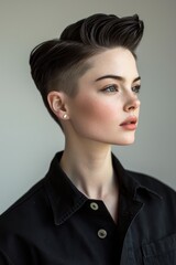 A charismatic individual displaying a stylish new haircut, radiating confidence.