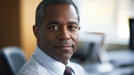 Fototapeta premium businessman corporate portrait in office, mature black middle aged manager business man 