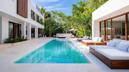 Luxurious Tropical Villa with Inviting Swimming Pool and Outdoor Lounging Area