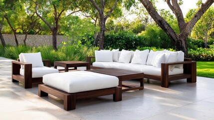 Luxurious Outdoor Patio Furniture in Lush Garden Oasis