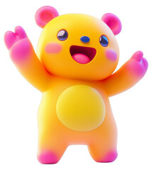 Fototapeta premium Cheerful Cartoon Bear Illustration on Transparent Background for Design Overlays and Craft Projects
