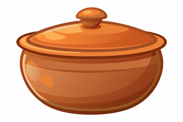  A clay pot with a lid isolated on a white background