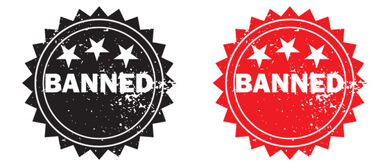 Banned Rubber Stamp Seal icon Vector. Banned Rubber icon Stamp on Grunge style. vector illustration.