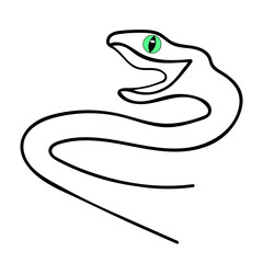 Snake drawn in line style . Simple reptile vector illustration 