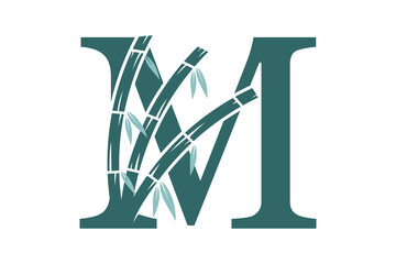 a combination of the letter m and bamboo design with a modern concept