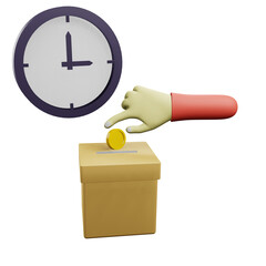 3 D illustration of donation time