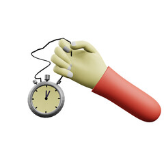 3 D Illustration of hand holding a stopwatch