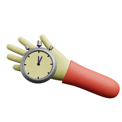 3 D Illustration of hand holding a stopwatch