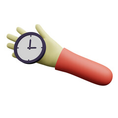 3 D Illustration of hand holding a clock