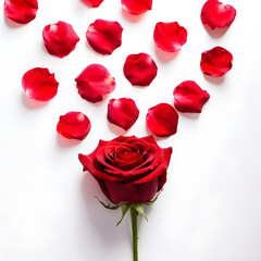 red rose and petals