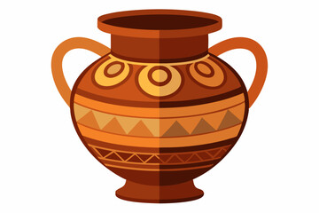  Antique clay vase isolated on white background