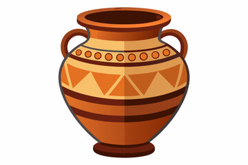  Antique clay vase isolated on white background
