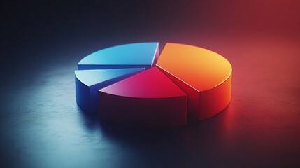 Obraz premium Colorful pie chart on a sleek surface, representing data analysis and statistics in a modern business context.