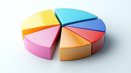 Colorful pie chart on a white background representing data distribution. Ideal for business presentations and reports.