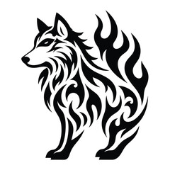 Fototapeta premium Wolf fire tribal simple.eps
