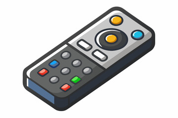 Dusty media player remote control isolated on white 