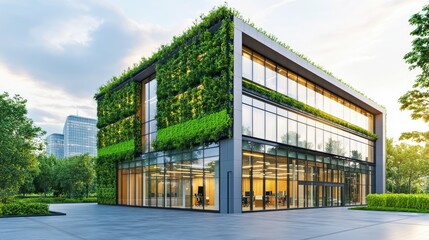Obraz premium Modern Eco-Friendly Office Building in Urban Setting