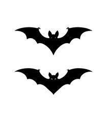 Halloween bat set. Black silhouette Halloween bat vector illustration