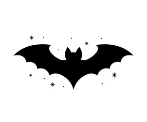 Halloween bat set. Black silhouette Halloween bat vector illustration