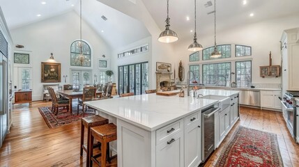 Fototapeta premium Modern Kitchen with Natural Light and Elegant Design