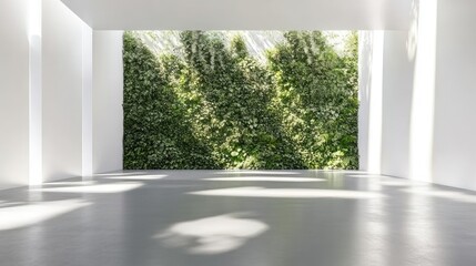 Fototapeta premium Bright Indoor Space with Lush Green Wall Decor