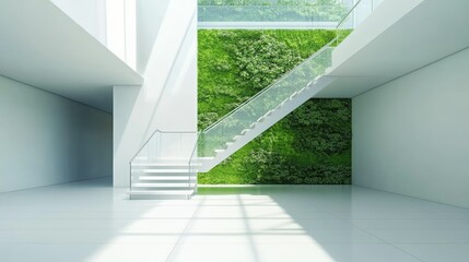Obraz premium Modern Interior with Green Wall and Minimalist Design