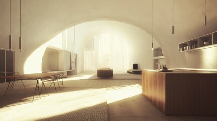 Modern Minimalist Interior with Soft Lighting