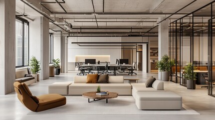 Modern Spacious Office with Cozy Lounge Area