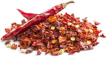 Dried Red Chili Peppers on a White Background