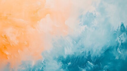 Fototapeta premium Clouds Oil Painting, Orange and Blue Gradient, Abstract Image, Texture, Pattern Background, Wallpaper, Cover and Screen for Smartphone, PC, Laptop, 9:16 and 16:9 Format